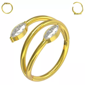 316L Surgical Steel Twin Marquise Hinged Segment Clicker Ring