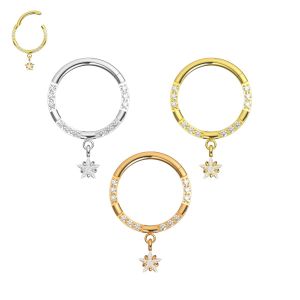 316L Surgical Steel Multi CZ Dangling Hinged Clicker