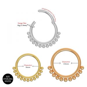 925 Sterling Silver Bead Balls Hinged Segment Clicker Ring