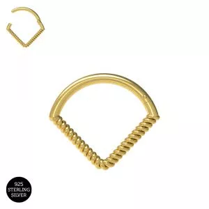 925 Sterling Silver Twisted Rope V Shape Hinged Segment Clicker Ring