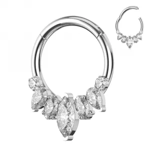 316L Surgical Steel Different Stone Design Hinged Segment Clicker Ring