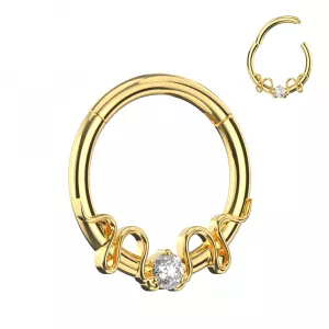 316L Surgical Steel Round CZ Duo Snake Front Facing Hinged Segment Clicker Ring