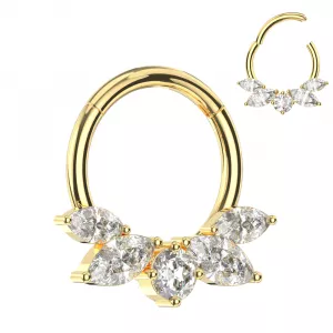 316L Surgical Steel Marquise Round Butterfly Design Hinged Segment Clicker Ring