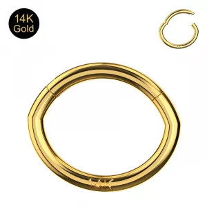14K Gold Oval Shape Classic Hinged Segment Clicker Ring