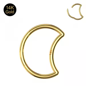 14K Gold crescent moon Hinged Segment Clicker Ring