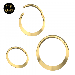 14K Gold Oval Rook Clicker Flat Profile Hinged Segment Clicker Ring