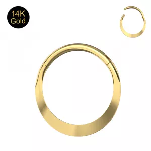 14K Gold Oval Rook Clicker Flat Profile Hinged Segment Clicker Ring