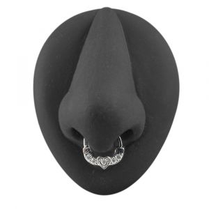 Heart Pronged Crystal CZs Septum Clicker