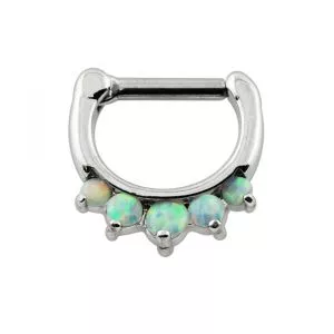 Synthetic White Opal Septum Clicker Piercing