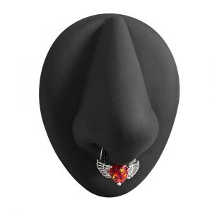 Synthetic Red Opal Heart Septum Clicker Piercing