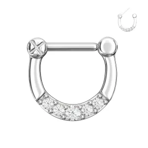 Sparkling Round Cubic Zirconia in Micro Setting Septum Clicker Piercing