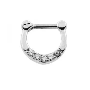 Sparkling Round Cubic Zirconia in Micro Setting Septum Clicker Piercing