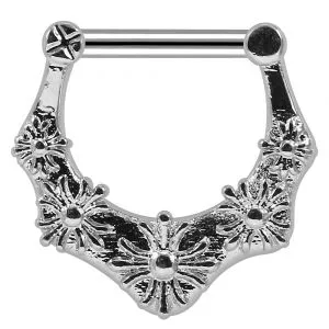 Multiple Flowers Nose Septum Clicker Piercing