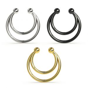 Surgical Steel Twin Circulars Fake Septum Piercing