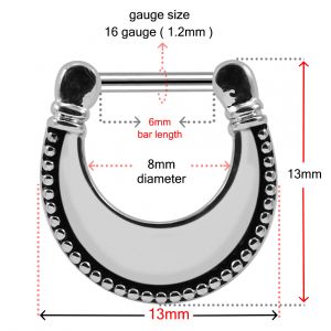 Plain Dotted Jeweled Septum Clicker Piercing