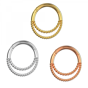 Elegant 925 Sterling Silver Double Layer Segment Clicker Ring