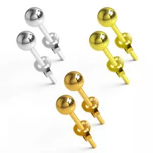 925 Sterling Silver Plain Ball Top Ear Stud