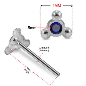 Single Stone Chemical Weapon Symbol 925 Sterling Silver Nose Stud