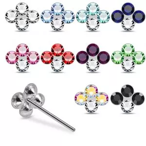 925 Silver Jeweled Crown Straight End Nose stud