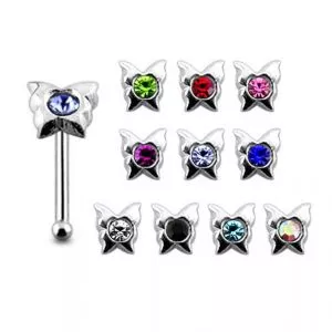 925 Silver Jeweled Butterfly Shape Nose Stud