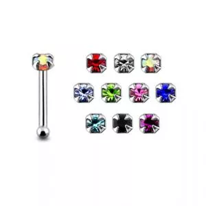 25 Silver Jeweled Tiny Gem Nose Stud