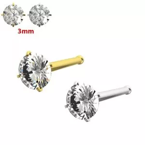 Gold PVD Anodized Jeweled 20G Nose Screw
