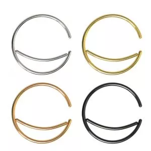 Crescent Moon Bendable Hoop Rings for Nose Septum, Daith and Ear Cartilage