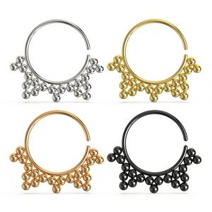 Tribal Dots Bendable Hoop Rings for Nose Septum, Daith and Ear Cartilage