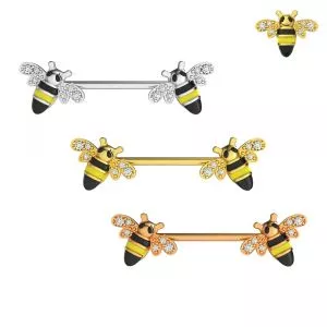 316L Surgical Steel Flying Honey Bee Nipple Bar Piercing
