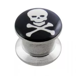 SS Internal Screw Fit Skull Logo Ear Tunnel