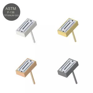 G23 Grade Titanium Baguette CZ Jeweled Threadless Pin Top