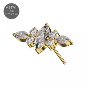 G23 Grade Titanium Clear CZ Jeweled Flying Design Threadless Pin Top