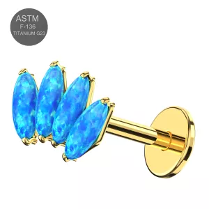G23 Grade Titanium Opal Stone Tragus Top Push Fit with Flat Back Labret