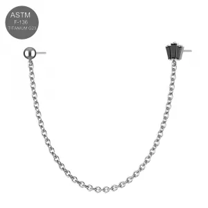 G23 Grade Titanium Two Hole Piercing Chain with Round and Triple Stone Threadless Pin Top
