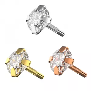 Clear CZ Jeweled 925 Sterling Silver Internally Threaded  Tragus Fit Accessories