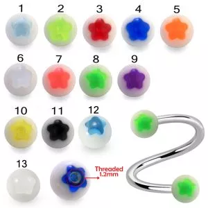 316L Surgical Steel Eyebrow Twisted Barbell With Star UV Balls