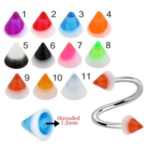 316L Surgical Steel Eyebrow Twisted Barbell With Double color Fancy UV Cones