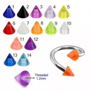 316L Surgical Steel Eyebrow Twisted Barbell With Fancy Color UV Cones