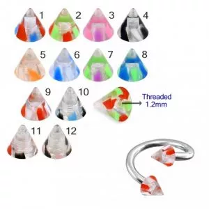 316L Surgical Steel Eyebrow Twisted Barbell With Double Tone Transparent UV Cones