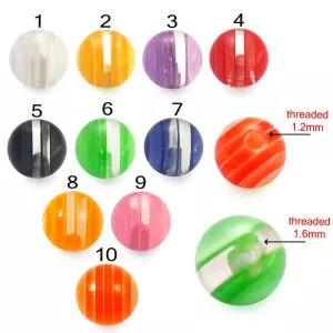 UV Fancy Mix multi Color Glitter Body Piercing Balls