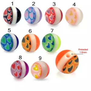 Fancy Stripe Design Heart Transparent UV Balls