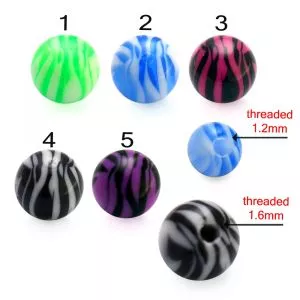 UV Acrylic Zebra Painted Fancy Balls