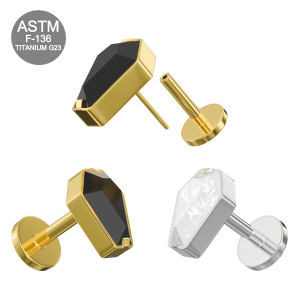 G23 Titanium Coffin Cut Threadless Pin Tragus Top with Labret