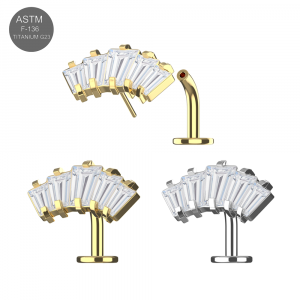 Implant Grade Titanium Crown Shape CZ Threadless floating belly button ring