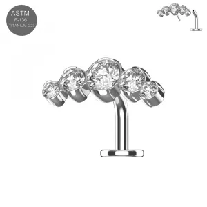 G23 Titanium Five CZ Threadless floating belly button ring