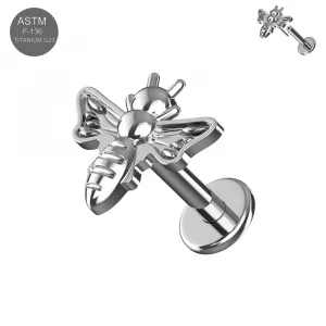 G23 Titanium Honey Bee Threadless Pin Tragus Top with Labret