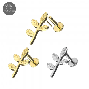 Implant Grade Titanium leaf design Threadless Pin Tragus Top with Labret