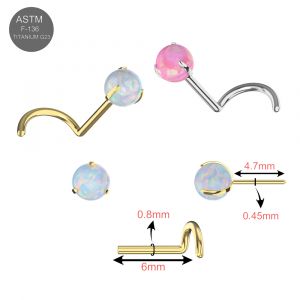 G23 Titanium Opal Ball push fit Nose Screw Stud