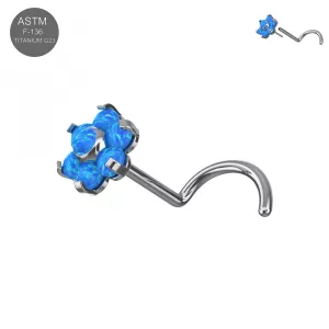 G23 Titanium Opal Flower push fit Nose Screw Stud