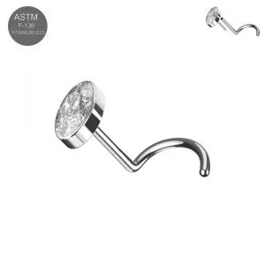 G23 Titanium Oval Shaped CZ push fit Nose Screw Stud